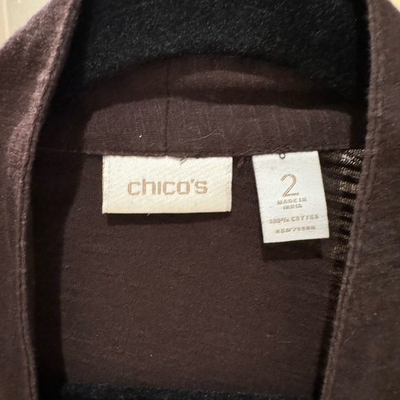 Chico's Black and Cream Patterned Cardigan with Built-In Shell - Picture 3 of 3